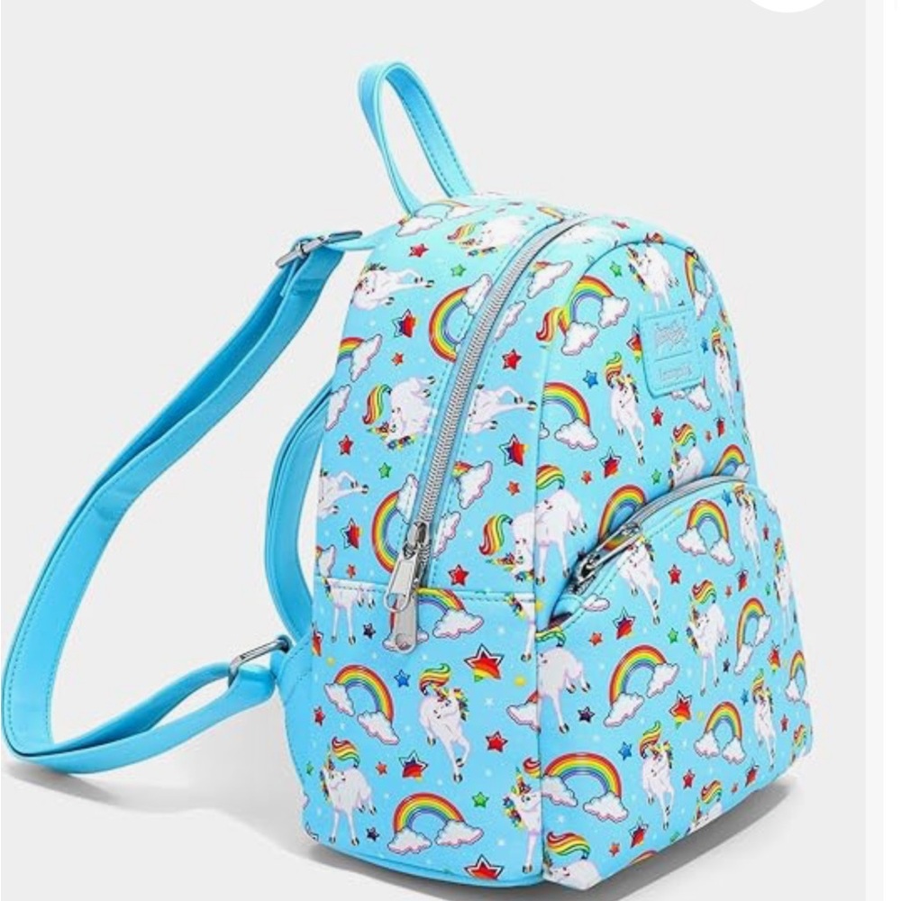 Loungefly Light Blue Unicorn & Rainbow Mini Backpack